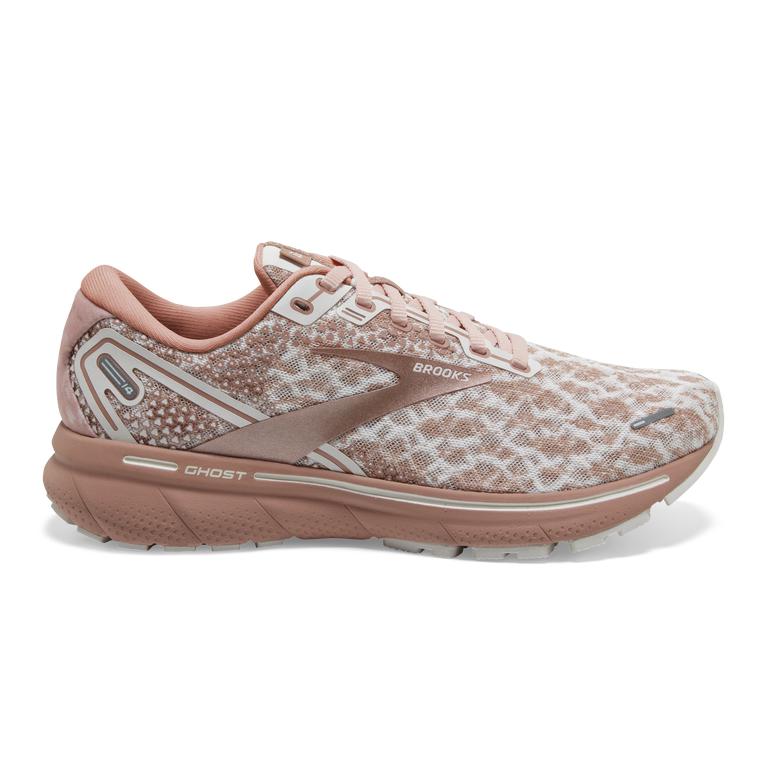 Brooks Women's Ghost 14 Cushioned Road Running Shoes - Delicacy/Brown/Coral Cloud (DFRQ93405)